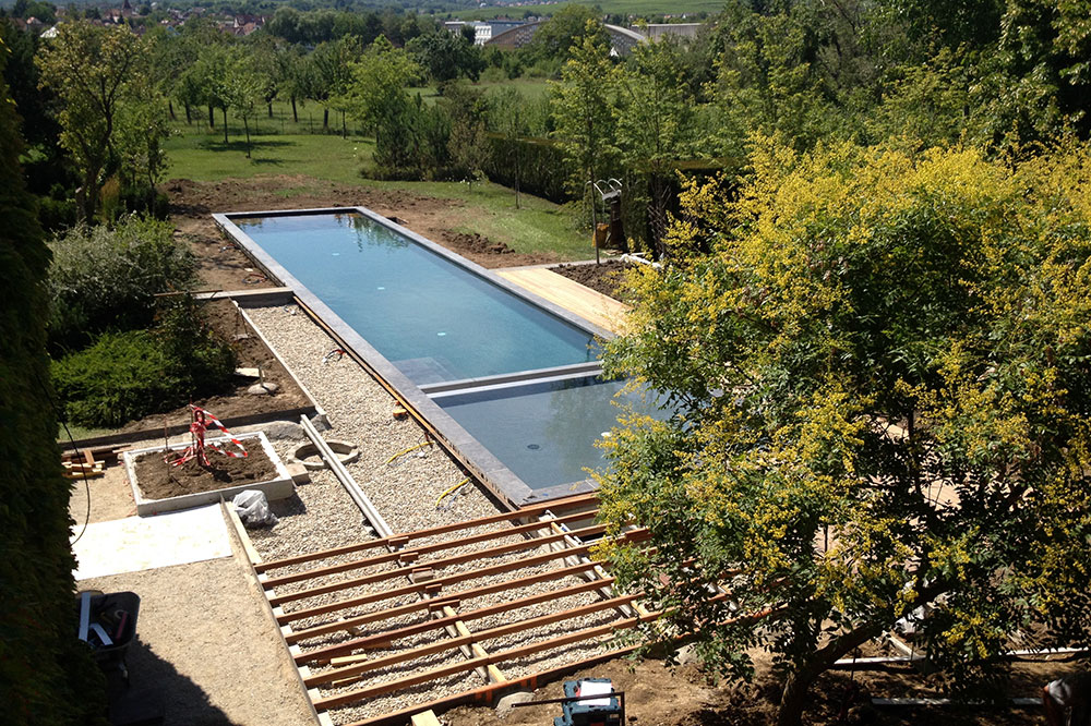 construction de la piscine