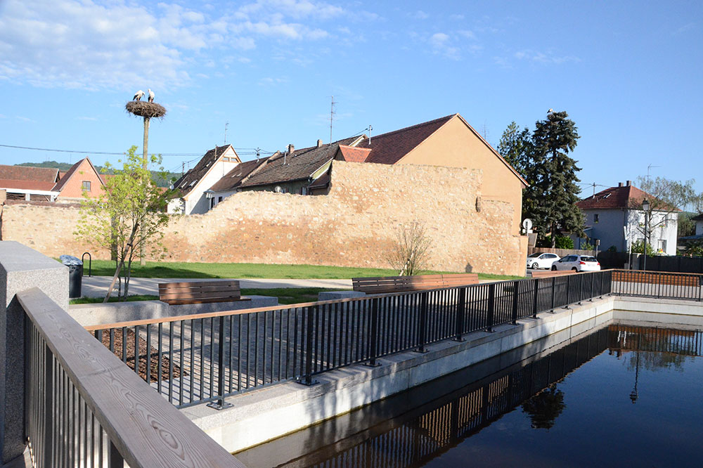place avec nid de cigognes